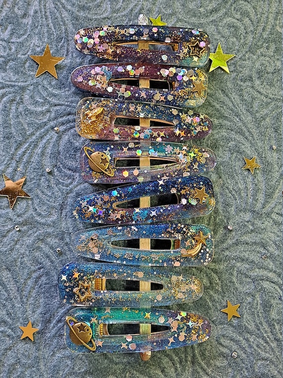 NEW COLORS! Galaxy resin hair clips | Space themed barrettes