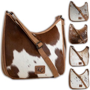 Bolso bandolera de piel de vaca con pelo de vaca del oeste para porte oculto - Monedero de piel UC con compartimento oculto para pistola