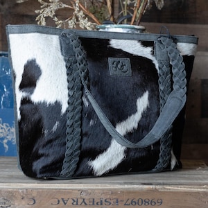 Bolso de mano de piel de vaca con pelo de vaca estilo western para porte oculto: elegante y duradero bolso de cuero con compartimento oculto para pistola.