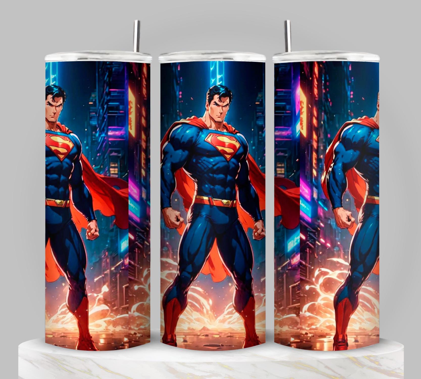 Heroic City Guardian Tumbler | 20oz Stainless Steel Comic-Inspired Cup | Super Strength Drinkware | Gift for Superhero Fans