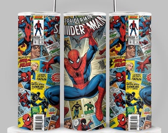 Hero Web-Slinger Inspired 20oz Skinny Tumbler – Comic Style Superhero Stainless Steel Cup