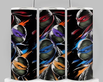 Retro Ninja Turtle Vibes 20oz Skinny Tumbler – Hero-Inspired Sewer Squad Stainless Steel Cup