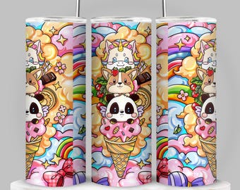 Cute Character Inspired 20oz Skinny Tumbler – Kawaii Style Stainless Steel Travel Cup
