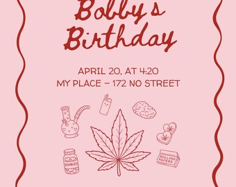 Modelo de convite editável | Convite rosa para festa | Download digital do Canva | Convite 420 | Convite para imprimir e digital