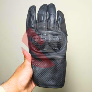 GLOWZI Leather Motorcycle Gloves Full Protection, Breathable, Touchscreen – Men’s Biker Riding Gloves