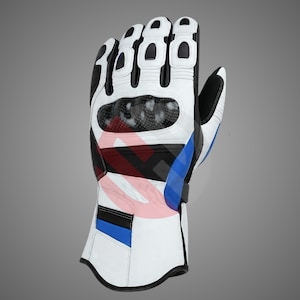 GLOWZI Leather Motorcycle Gloves Carbon Fiber Knuckle Racing Gear GLOVES