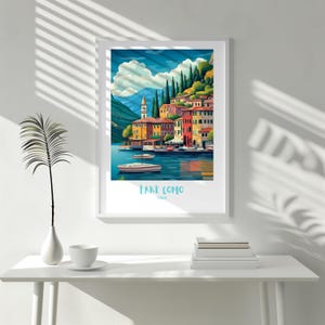 Lake Como Travel Poster - Lake Como Print - Lake Como Art - Italian Art - Italian Home Decor - Holiday Gift - Holiday Decor