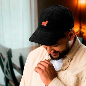 Capybara Vintage Corduroy Hat – Embroidered Retro Cap with Adjustable Strap & Timeless Stylev