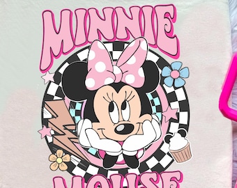 Retro Minnie Mouse Shirt PNG, Kids Birthday Design (Digital Download)