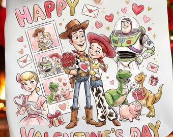 Toy Story San Valentín PNG, Diseño de pareja para el Día de San Valentín, Camiseta de San Valentín con temática de vaquero occidental PNG, Gráfico retro de San Valentín