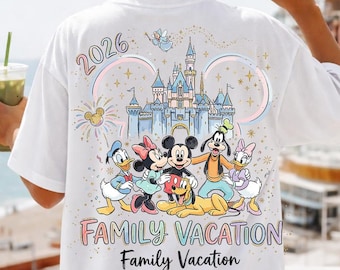 Disney Family Vacation 2026 PNG, Mickey Minnie Donald Daisy Goofy Pluto Castle Trip Shirt Design, Magical Kingdom Family Trip Sublimation