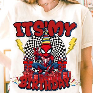 Camiseta de aniversário do Homem-Aranha PNG Camiseta É o meu aniversário para crianças PNG, Camiseta de festa de super-herói, Camiseta de festa infantil PNG, Presente de aniversário de herói para crianças PNG