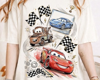 ライトニング・マックィーン（PNG）、ディズニー カーズ レーシングTシャツ、メーター・レッカー車シャツ、ピクサー カーズ バースデー、レースカー キッズTシャツ