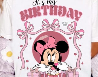 Minnie Birthday PNG: Cupcake Bow Design for Girl's T-Shirt (Digital Download)