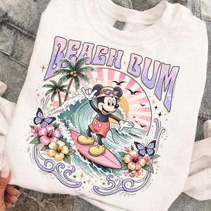 Disney Mickey Mouse Surf PNG, Beach Bum Graphic, Vintage Tropical Illustration, Retro Sunset Wave Artwork, Cartoon Shirt Printable File image 9