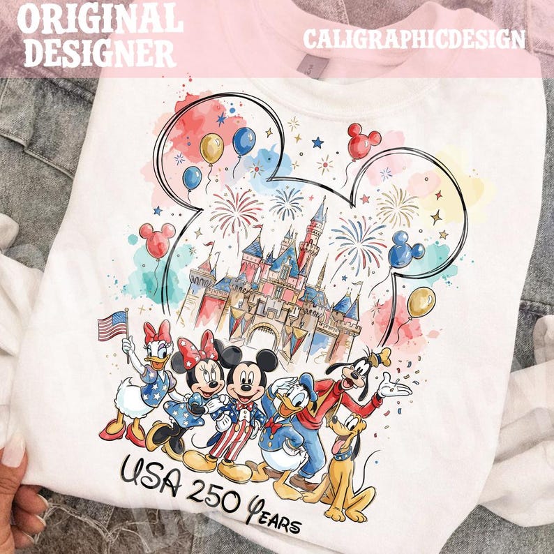 USA 250 Years PNG, Patriotic Celebration Clipart, Fireworks Castle Illustration, Cartoon Friends America Theme, Independence Day Digital png image 13