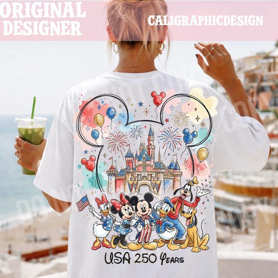 USA 250 Years PNG, Patriotic Celebration Clipart, Fireworks Castle Illustration, Cartoon Friends America Theme, Independence Day Digital png