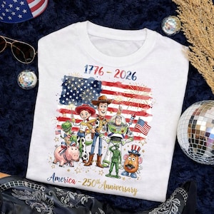 USA 250-jähriges Jubiläum Toy Story PNG, 4. Juli Shirt, Woody Buzz Jessie America 1776 2026, Retro Disney Sublimationsdesign Bild 16