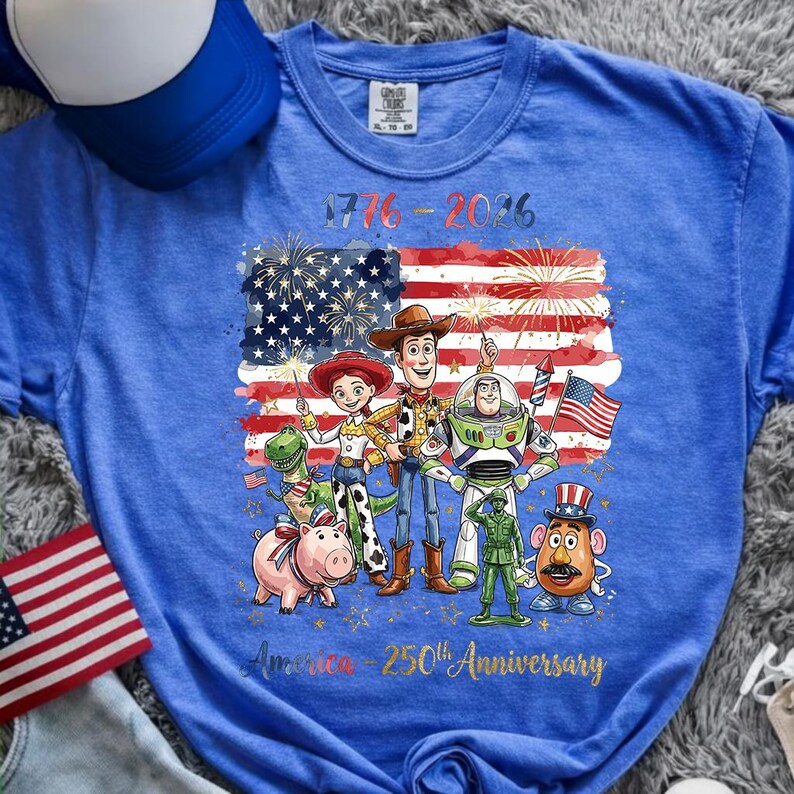 USA 250-jähriges Jubiläum Toy Story PNG, 4. Juli Shirt, Woody Buzz Jessie America 1776 2026, Retro Disney Sublimationsdesign Bild 11