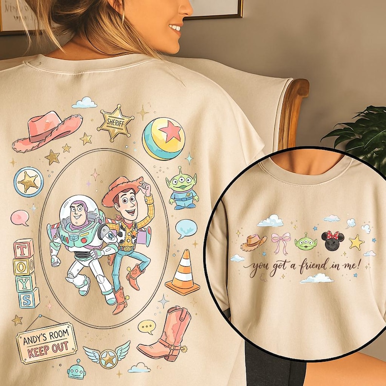 Toy Story PNG, Woody Buzz Lightyear Friend Design, You Got a Friend in Me Quote, Cowboy Space Theme Clipart, Instant Download image 2