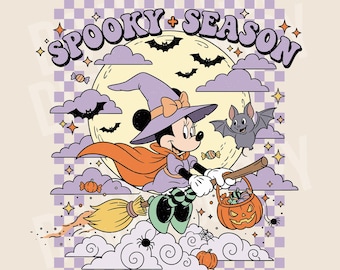 Retro Mouse Halloween PNG, Witch Sublimation (Digital Download)