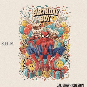 Birthday Boy PNG: Spider & Magical Kingdom Design (Digital Download)