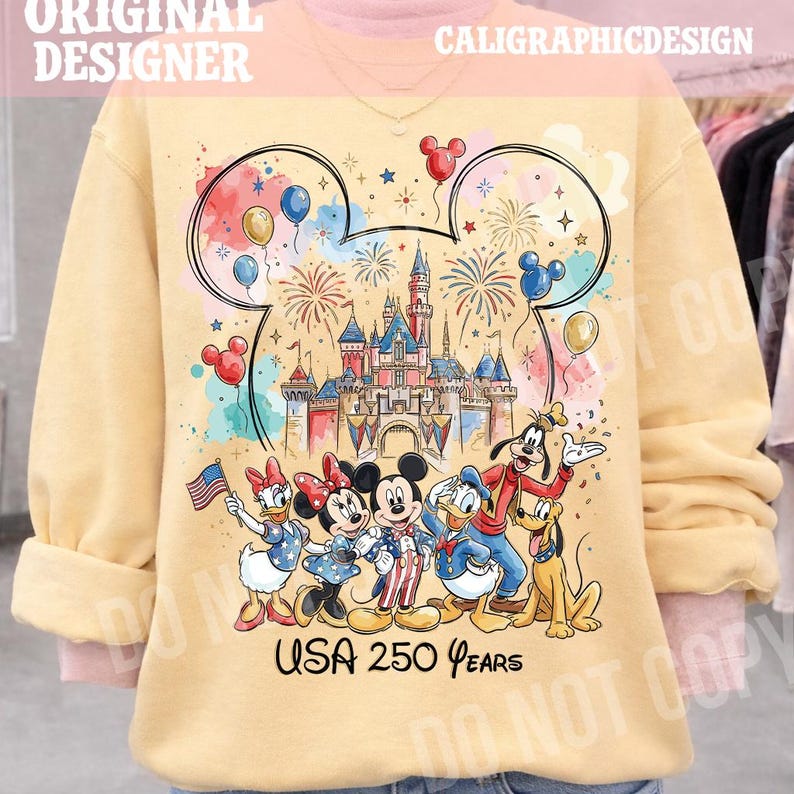 USA 250 Years PNG, Patriotic Celebration Clipart, Fireworks Castle Illustration, Cartoon Friends America Theme, Independence Day Digital png image 9