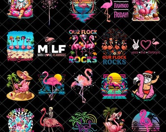 Summer Flamingo PNG Bundle, Preppy Summer Vibes Png, Flamingo Beach Png, Coastal Png, Tropical Summer Coquette Png,Girly Summer Shirt Design