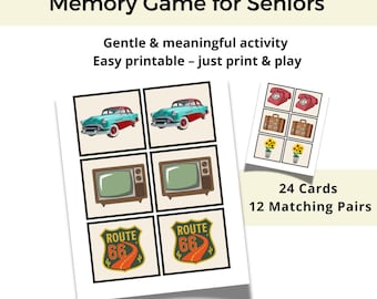 jeu de mémoire vintage pour personnes âgées, cartes souvenirs | Activité senior | Jeu cognitif d'ergothérapeute