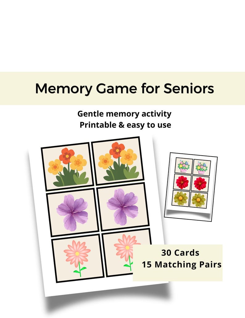 Flower Memory Matching Game for Seniors | Dementia Friendly Activity