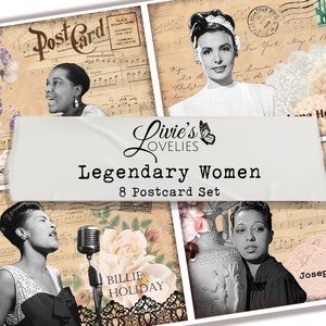 HARLEM RENAISSANCE POSTCARDS - Legendary Women - Instant Download - Mixed Media - Junk Journal - Vintage - African American