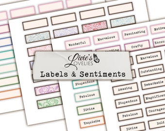 Vintage Sentiment Labels - Junk Journal Ephemera (Digital Download)