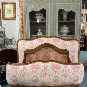 French Antique Bed, Crown, Drape, Toile. De Jouy LOCAL PICKUP ONLY