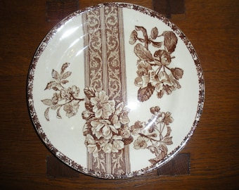 French Antique Brown Transferware, Paris, Marseille, France, Faience with Flowers, Mag-ni-fique!