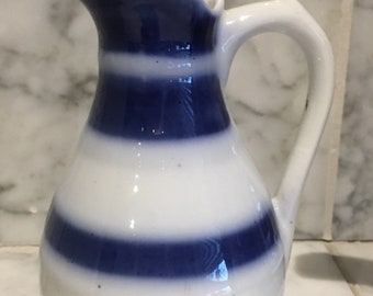 Vintage French Country White Wine Stoneware Earthenware Ironstone Pitcher