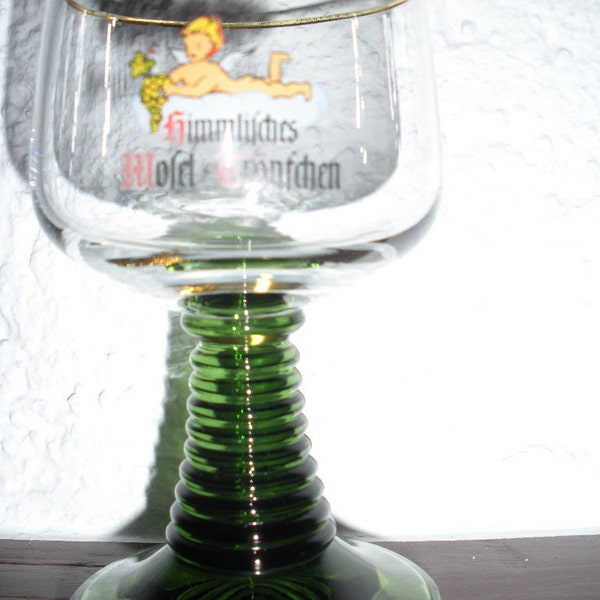 Angel Wine Glasses, Vintage German Wine Roads, Vineyard, Restaurant Glass