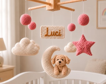 Móvil de ganchillo personalizado para cuna de gato/perro a partir de una foto, móvil personalizado para habitación de mascotas, móvil de cuna para gato hecho a mano, regalo conmemorativo para mascotas