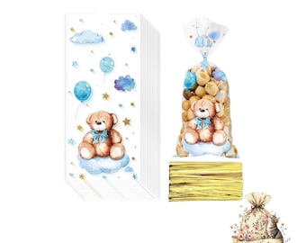Teddy Bear Baby Shower Treat Bags - Boho Bear Party Favors