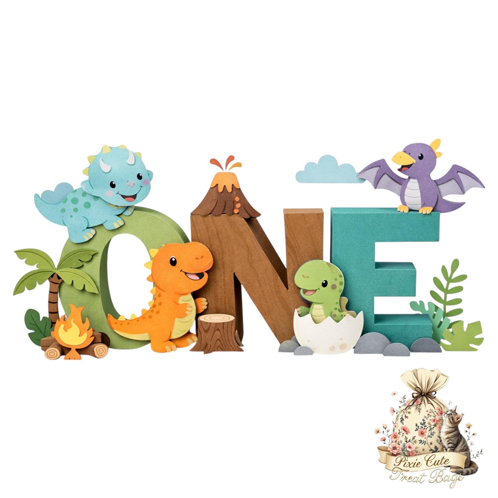 One Asaurus Design One a Saurus 3D Letter: First Birthday Decor, Cake Smash Prop, Dinosaur ...