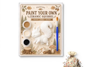 Woodland Painting Party Favors for Kids, DIY Plaster squirrel, Craft paint Kits, Birthday Activity Gift, woodland plaster paint