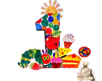 Hungry Caterpillar 3D number: First Birthday Decor, Cake Smash Prop