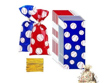 baseball Treat Bags: Birthday Party Favors, 5 Piece Set