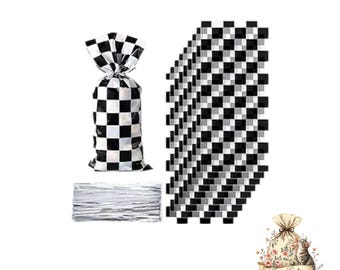 Checkered Treat Bags: Race Car Birthday Party Favors (5 Pieces)