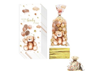 Teddy Bear Baby Shower Treat Bags - Boho Bear Party (5 Pieces)
