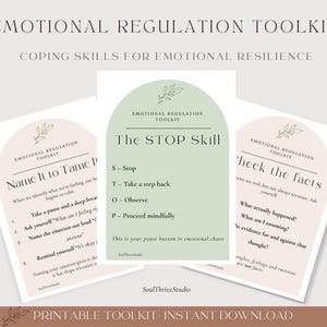 Emotional Regulation Toolkit | Coping Skills Worksheets | Therapy Worksheets | Printable Mental Health Self Care Worksheets