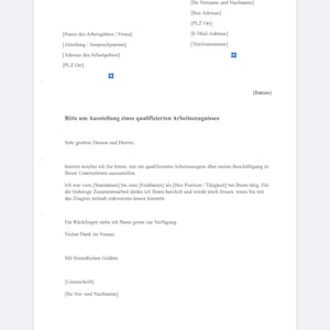 Begär en arbetsreferens / Exempelbrev och blankett