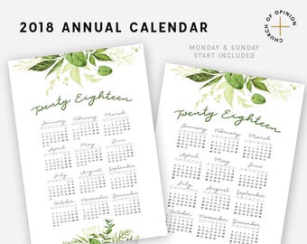2018 calendar etsy