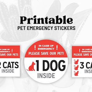 Pet Inside Emergency Sticker with Names, Emergency Pet Sticker, Pet Rescue Sticker, Pet Alert Sticker
