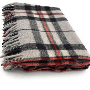 Soft Wool Tartan Blanket – 70x60 Inches – Soft, Warm & Timeless - Thomson grey