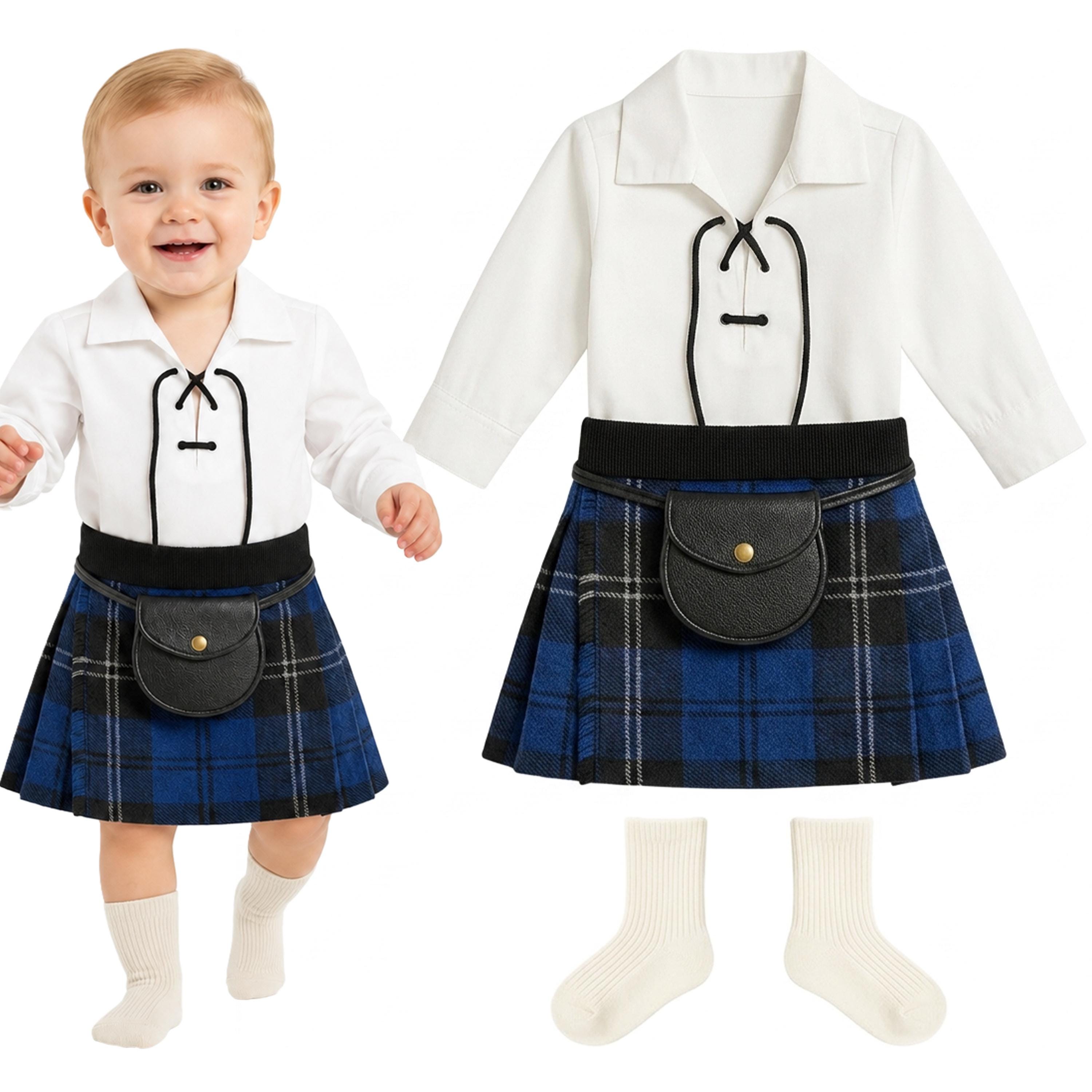 Ramsay Blue Tartan Baby Kilt Outfit: Handmade Scottish Highland Set